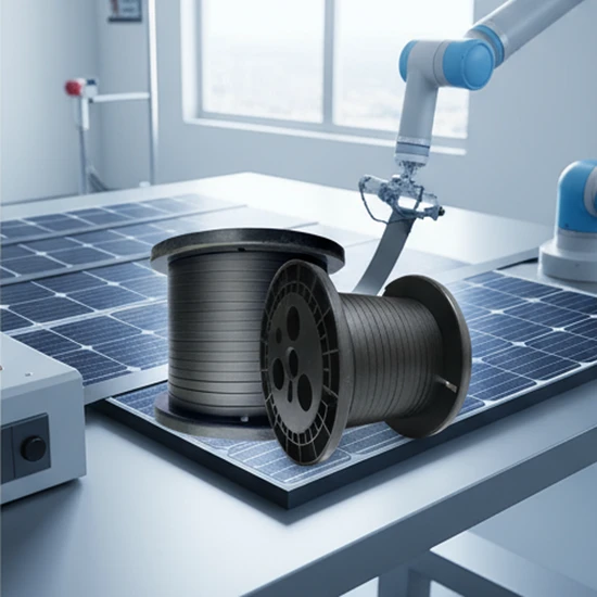 Robust Black Busbar Ribbon for Tinned Copper Solar Installations