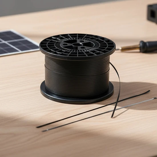 Lightweight Tinned Copper Ribbons for Black Solar Energy Systems